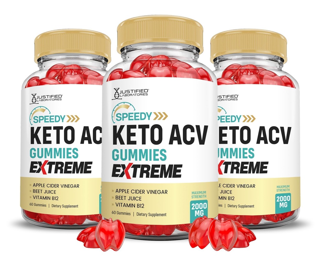 Justified Laboratories (3 Pack Speedy DW ACV Gummies Extreme 2000MG Speedy Chem Gummies Advanced Formula Apple Cider Vinegar with Pomegranate Beet Juice B12 Vegan Non GMO 180 Gummys