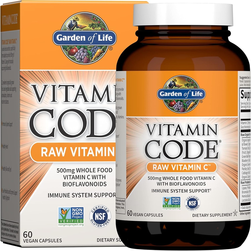 Life Vitamin Kodu Raw C - 60 Capsules, 500 mg Tüm Gıda C Capsules + Meyve & Veggie Mix & Probiyotikleri, Yetişkinler için Tamamlar, Vegan, Gluten Free Food Vitamini, 500 mg Tüm Gıda C Capsules + Meyve & Veggie Mix & Probiyotikler, yetişkinler için Tamamlar, Vegan, Vegan, Gluten Free