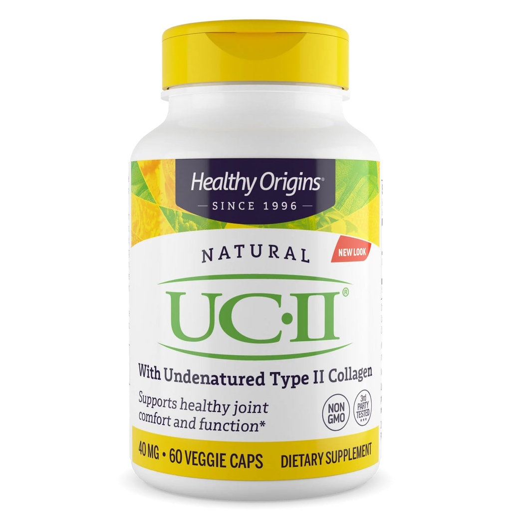 Sağlıklı Origins UC-II 40 mg (Undenatured Type II Collagen, Non-GMO, Gluten Free, Ortak Destek), 60 Veggie Caps