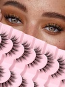 Lashes Natural Cat Eye Lashes Wispy Eyelashes 15mm Sahte Eyelashes Wispy Lashes 3D Volume Strip Eyelashes İnce Cotton Band Soft Fake Eyelashes Pack 7 Pairs Siligli