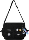 Moda Crossbody Bag with Cute Aksesuarları Basit Günlük Messenger Bag with light Handbag Travel Daypacks (Black)