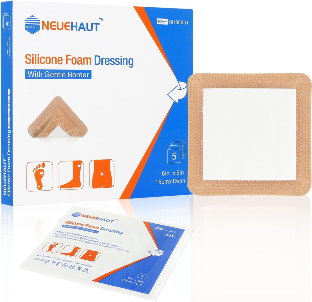 Silikon Köpük Grafik 6'x6'yla Gururlu Giyiyor', Bed Sore Basınç Ulcer Leg Ulcer Silikon Yarası Bandage, High Absorbency Water, 5 Pack by NeueHaut