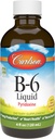 Carlson - B-6 Υγρό, Βιταμίνη B-6, Παραγωγή Ενέργειας, Υγεία της Καρδιάς, Berry Λεμονάδα Γεύση, 120 mL (4 fl Oz)