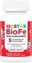 KidStar Nutrients BioFe Pure Iron Chewables for Kids & Yetişkinler, Sweet Blast, No Sugar, Sweetized with Xylitol, 120 Chewable Tablets