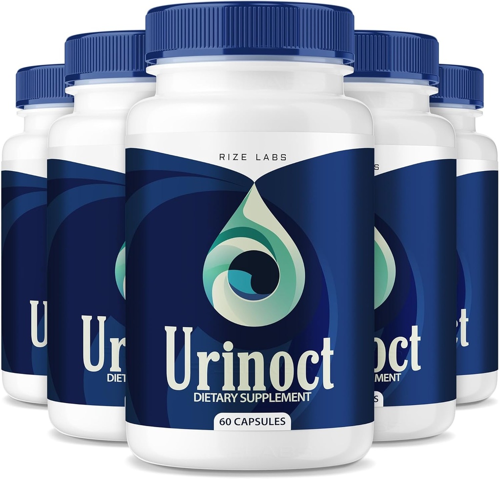 rize labs Urinoct Prostate Supplement, Bladder Health, Advanced Function Formula, Organic Herbal Blend, Flush for Flow - Pack of 5.300 Capsles)