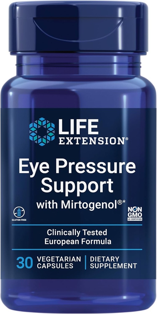 Life Extension Eye Pressure Support with Mirtogenol - Eye Health Supplement for Health Eye Printing - Fransız Deniz Ev Bark - Gluten-Free, Vegetarian, Non-GMO - 30 Capsules