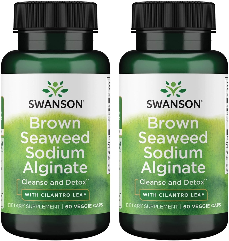 Swanson Premium- Brown Seaweed sodyum Alginate with Cilantro Leaf - 60 Veggie Caps (2 Pack)