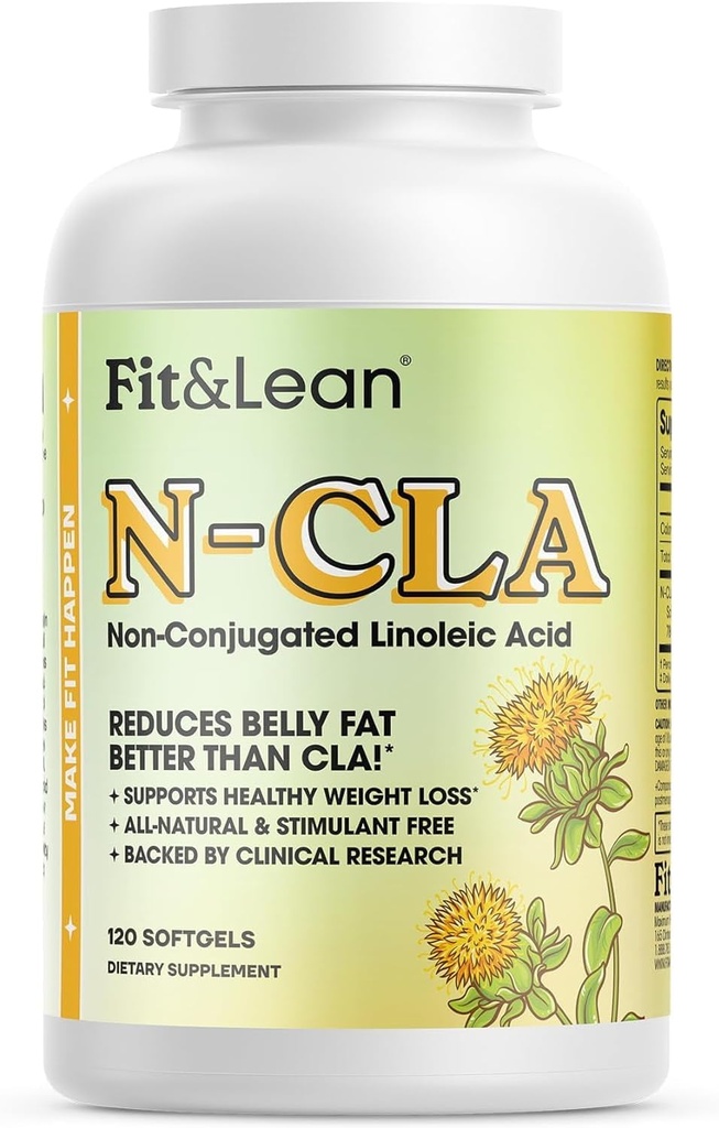Fit & Lean N-CLA, Kilo Kaybı Tamam, Belly Fat CLA'dan Daha İyi, Boost Metabolism, Supports Lean Muscle, Stimulant Free, Non Conjugated Linoleic Acid, 120 Hizmet (Pazarlama May Vary)