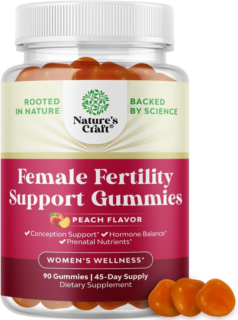 Kadınlar için Hastalıklar Conceive - Yummy Gummy Fertness For Women with Myo-Inositol Folic Acid & Vitex Chasteberry - Vegan Non-GMO & Gluten Free - Juicy Peach (45 hizmet)