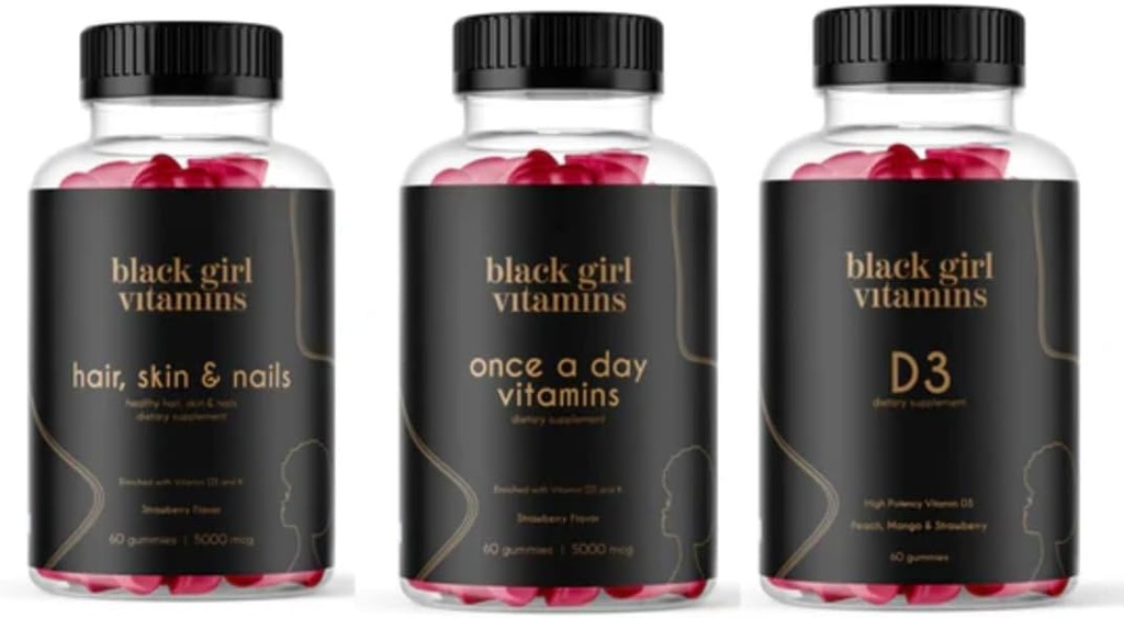 Siyah Kız Vitaminleri İyi Hissetme İyi Görünüyor - Saç Skin & Nails, D3 2000IU & Bir Gün Çokvitamin - Kadın Tamamı Gördüğünüz - Enerji, Immunity & Beauty Support