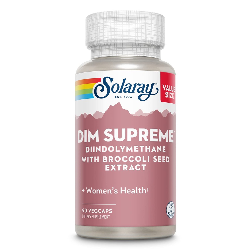 Solaray DIM Yüksek 100 mg | Menopause & Estrogen Metabolism Supplement with Broccoli Tohumksiyon | 90 VegCaps