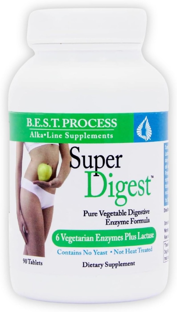 SuperDigest Best Process alkaline – Multi-Enzyme Digestive Support – Digestive Enzymes with Alfalfa, Papain & Bromelain (Vegetarian Friendly)