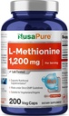 NusaPure L Methionine 1200 mg | 200 Capsules | Non-GMO | Vegan Supplement