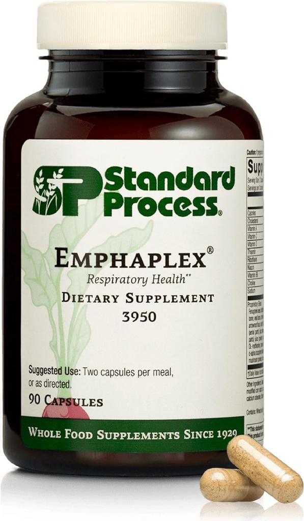 Standart Süreç Emphaplex - Antioksit Desteği için Respiratory System Supplement - Hücre Enerji Desteği ve Nervous System Health - 90 Capsules (45 Hizmet)