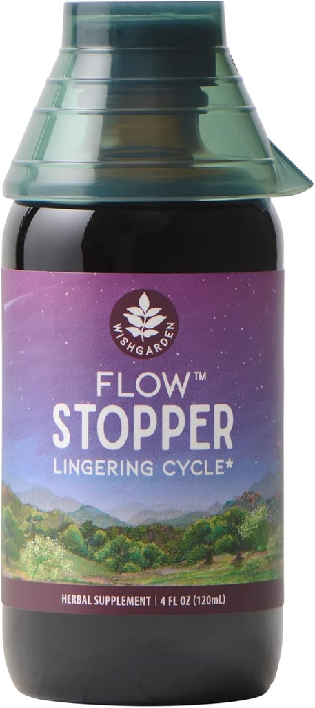 WishGarden Herbs Flow Stopper Lingering Rise (Wombstringe) - Plant-Based Herbal Formula w/Shepherd's Purse & Witch Hazel, Moderates Breatkthrough Bleeding, Blood Flow & Spotting Between Cycles, 4oz