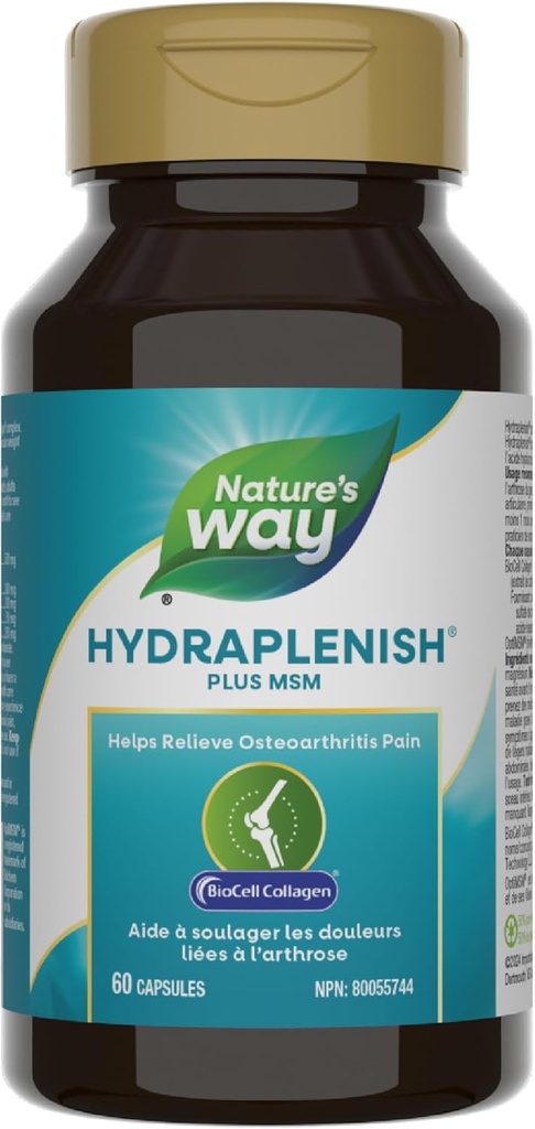 Nature's Way Hydraplenish, Unique BioCell Collagen, Hyaluronic Acid, MSM, Sağlıklı Saçları Destekliyor, Skin ve Nails*, 60 Capsules (Pazarlama Mayıs Vary)