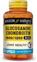 MASON NATURAL Glucosamine Chondroitin 1500/1200 με βιταμίνη C, υποστηρίζει την κοινή υγεία για τη φυσιολογική ευελιξία & κινητικότητα*, 100 κάψουλες, 1 μήνα προσφοράς