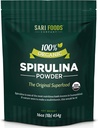 Organik Spirulina Toz (16 Ounce): Doğal Vegan, Yağlanmış, B12, Demir, Omega Fatty Asits, GLA, Beta Carotene, Chlorophyll, Amino Asits
