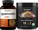 NatureBell Quercetin 1000mg ανά υπηρεσία & 10 σε 1 Mushroom Powder, 10oz Bundle Pack 