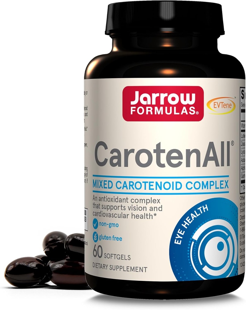 Jarrow Formulas® CarotenAll, Dietary Supplement, Antioksi Support for Vision and Cardiovascular Health, 60 Softgels, Up to a 60 Day Supplygels