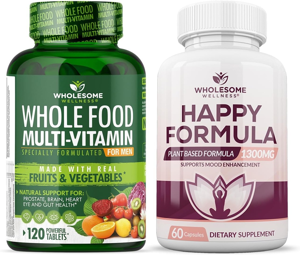 Erkekler için Tüm Gıda Çok Vitamini - Doğal Çok Vitaminler, Mineraller, Organik Türler Mutlu Formula Doğal Formülü Tamamlandı