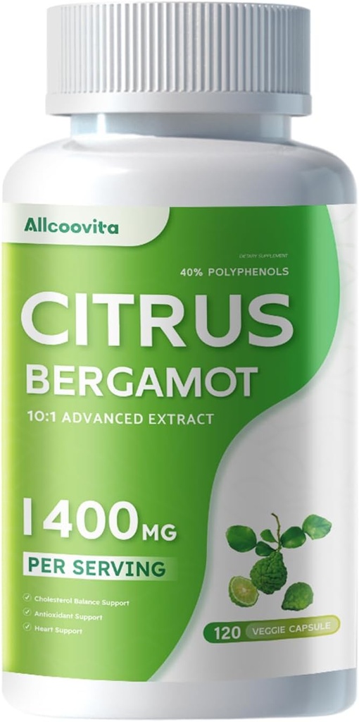 Organik Citrus Bergamot 1400 mg, 120 Capsules -Citrus Bergamia - Temel Petrol ve Citrus Bioflavonoyaklar - Kadınlar ve Erkekler için Doğal Kalp Sağlığı Supplements - Non-GMO Pills