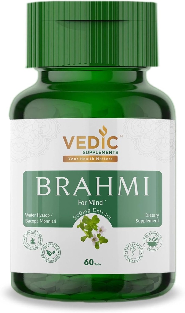 Βεδικά συμπληρώματα δισκία Brahmi - Gotu Kola 250 mg - 60 Κάψουλες Κόμης