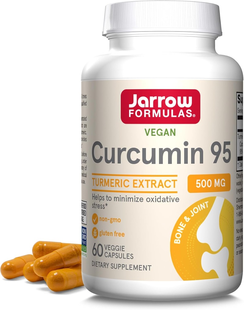 Jarrow Formulas Turmeric Curcumin Supplement - Curcumin 95, Turmeric Supplements, Antioksi ve Ortak Destek için 500 mg, 60 Capsules