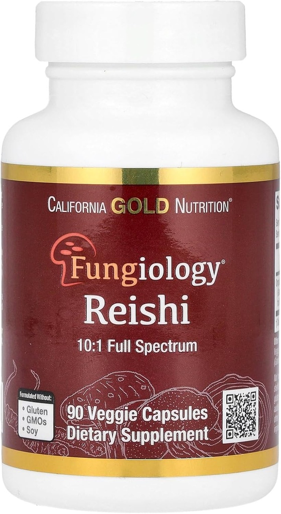 California Gold Beslenme Reishi (Ganoderma lucidum), Full Spectrum, sertifikalı Organik, 90 Veggie Capsules (600 mg Per Veggie Capsule)