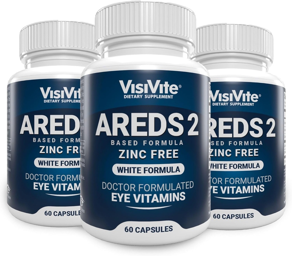 AREDS 2 çinko Free White Eye Vitamins - Zeaxanthin Plus Lutein Macular Eye Vitamins - Soy-Free - çinko ve Copper Free Macular Health Formula - 3 Paket