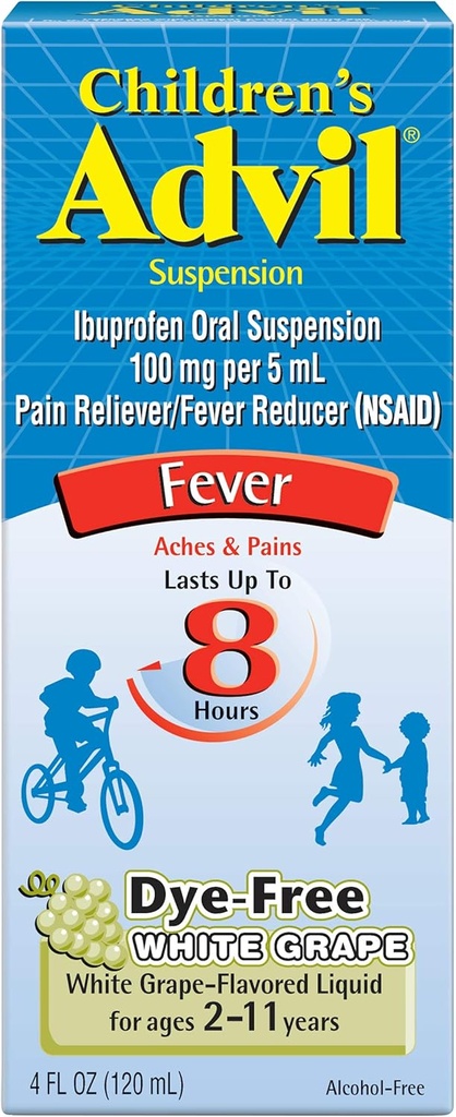 Advil Çocuk Suspension Sugar Free, Dye Free, Berry 4 oz (Pack of 2)