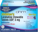 Ohm Children’s Loratadine Chewable Tablets, Dye Free, Grape, Non-Drowsy 24h Relief of Sneezing, Runny Nose, Itchy Watery Eyes,Throat or Nose, Antihistamine, Indoor & Outdoor Allergies, 5mg, 60 Tablets