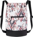 GOMOYO Flex Cinch, Gym Bag for Women | Modern Floral Grafik Tasarımlar | Dayanıklı Spor Cinch Backpack | 18" x 14" x 7" | Pink Bag