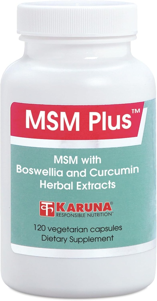Karuna MSM Plus | 120 Vejetaryen Capsules | MSM 1125 mg, Boswellia 350 mg, Curcumin 200 mg