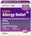HealthCareAisle Allergy Relief - Fexofenadine Hydrochloride Tablets USP, 180 mg, 90 Tablets, Allergy Medication, Non-Drowsy 24-Hour Relief