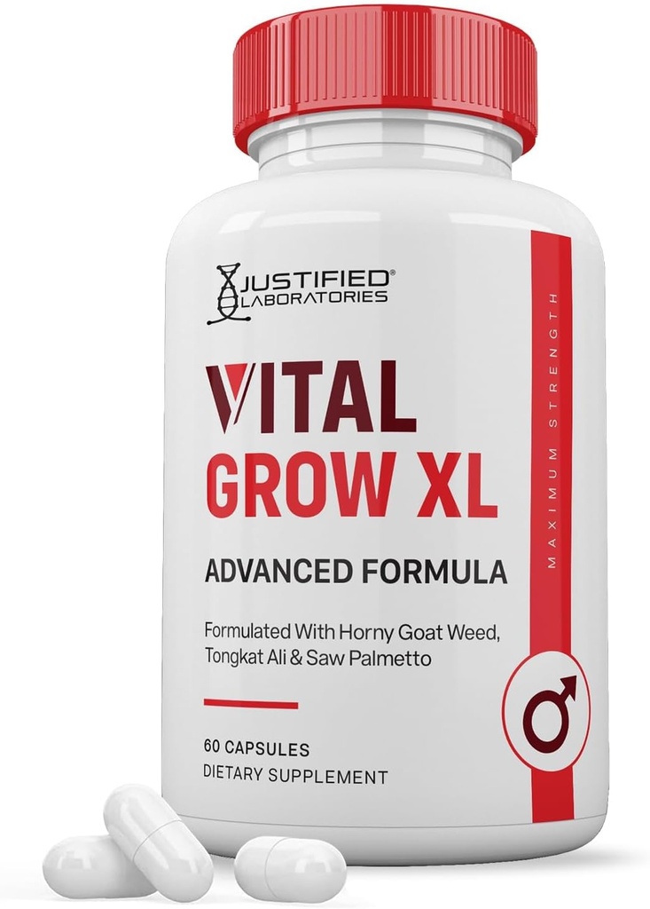Justified Laboratories Vital Grow XL Pills 1484MG Erkeklerin Sağlığı 60 Capsules için Gelişmiş Formula Perrietary Mix