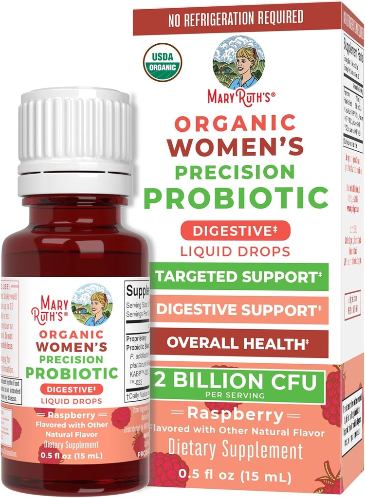 MaryRuth Organics USDA Organic Womens Probiyotik Liquid Drops for Digestive Health | Targeted Support for Women | Four Probiyotik Mix | Women's Wellness | Dairy Free | 30 Hizmet