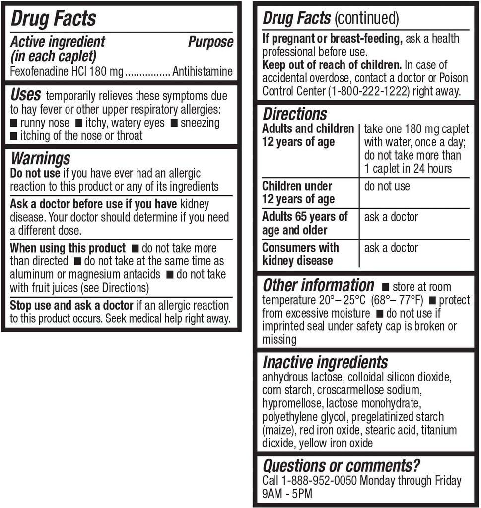 HealthA2Z Fexofenadine Hydrochloride 180mg, Antihistamin for Antihistamine Relief (120 Kont (kömüllü 1))