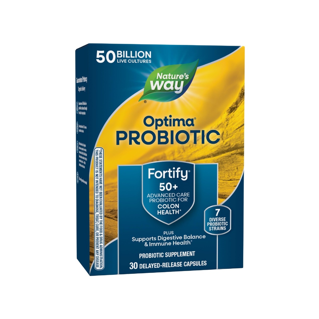 Nature's Way Fortify Optima Probiyotik for Yetişkinler 50+, 50 milyar Live Cultures, Supports Digestive Balance, Colon & Immune Health*, No Refrigeration Needed, 30 Capsules (Packating May Vary)