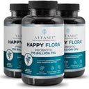 VITASEI Happy Flora, Probiyotik Supplement 170 Milyar CFU for a Health with Principles for Digestion, probiyotiks for Women and Men, 3 Şişe - 180 Capsules