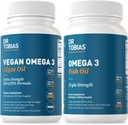 Δρ Τομπάιας Vegan Omega 3 Algae Oil και Ωμέγα 3 ιχθυέλαιο, 2 επιλογές για ολοκληρωμένη υποστήριξη λιπαρών οξέων, μη ΓΤΟ