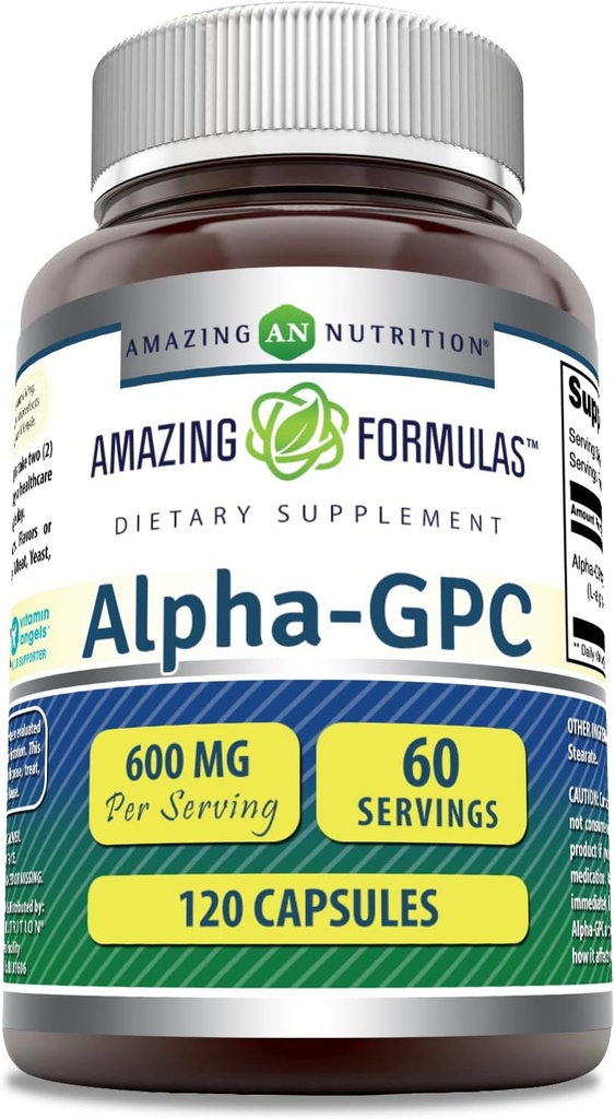 Amazing Formulas Alpha GPC Supplement | 600 Mg Per | 120 Capsules | Non-GMO | Gluten Free | Made in USA