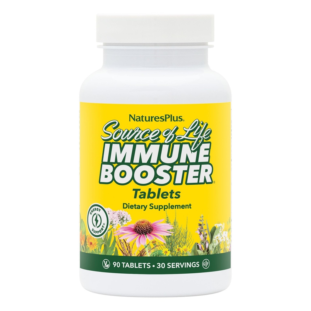 Natures Plus Source of Life Immune Booster Adult Formula, Rapid & Extended Release - 90 Vegetarian Tablets - Natural Immunity Booster Supplement - Βιταμίνες A, C, E & Zinc - Χωρίς γλουτένη - 30 Σερβιέτες