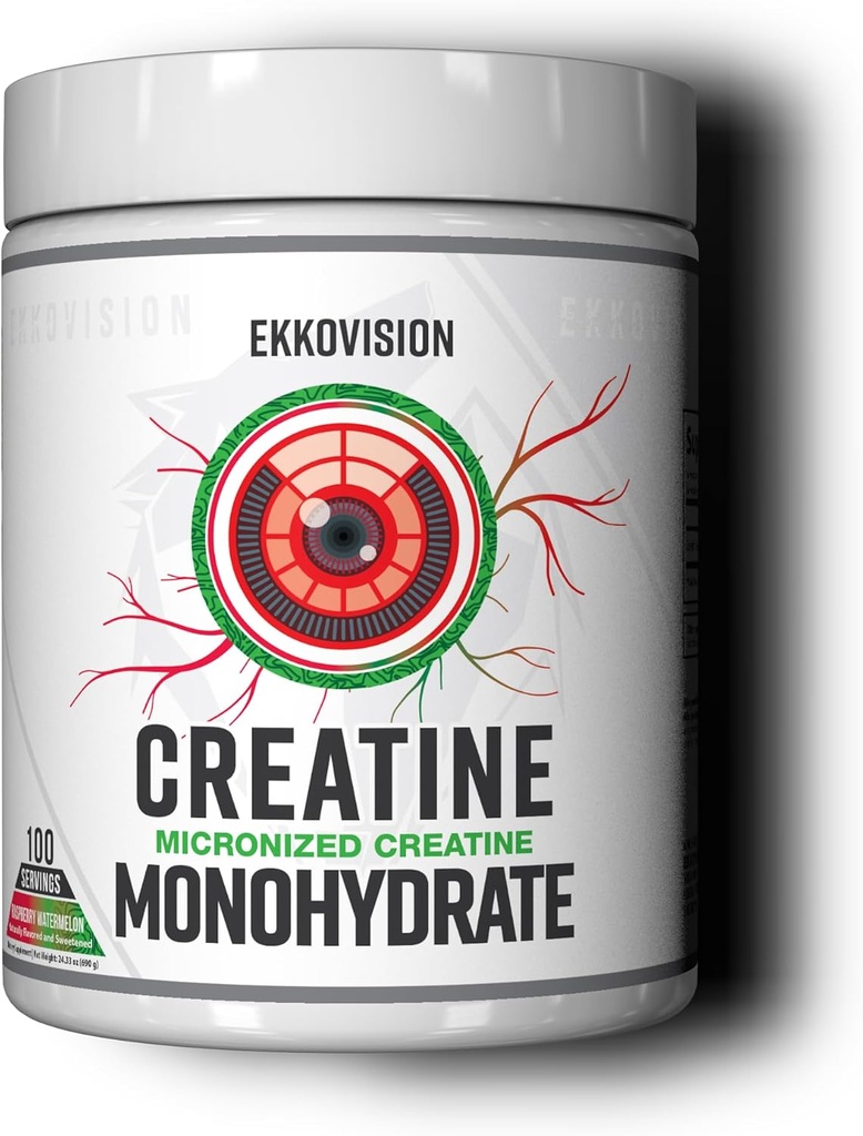Ekkovision Creatine Monohydrate Powder, Micronized, Raspberry Watermelon, Pre & Post συμπλήρωμα προπόνησης για άνδρες και γυναίκες, την ενεργειακή υποστήριξη, εύκολο να αναμειχθεί σε ανακινήσεις, smoothies & ποτά, 100 εξυπηρετούν