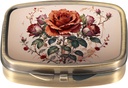 Dynippy Pill Case Pill Box with Mirror Retro Pocket 2 Karşılaştırmalı Tıp Davası Pill Organizer for Pocket Purse and Travel (Flower 21)