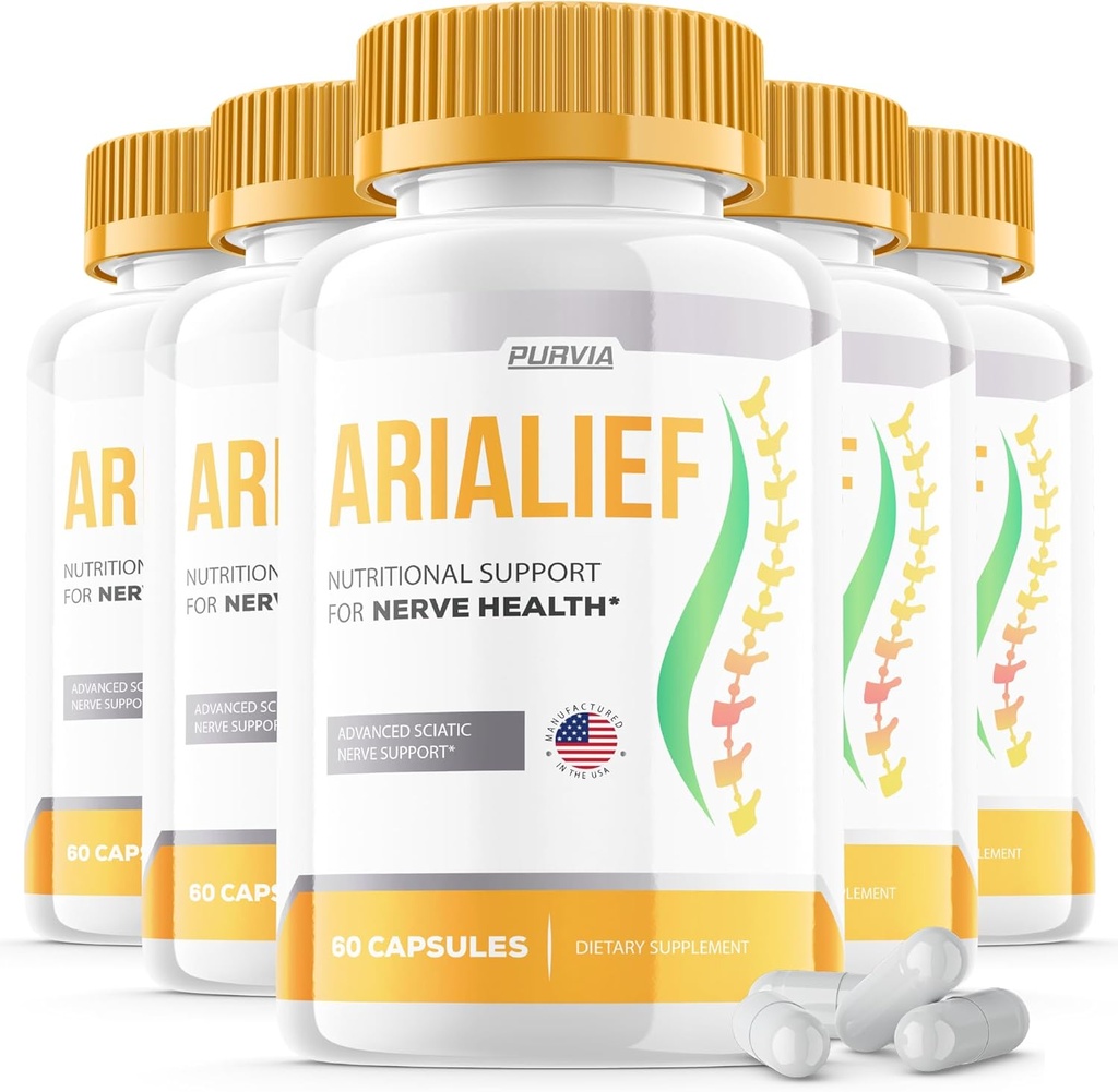 (5 Pack) Arialief Κάψουλες Sciatica - Επίσημη Φόρμουλα - Arialief συμπλήρωμα βιταμίνης Σύνθετη Φόρμουλα αντοχής, Arialief κάψουλες Διατροφική Υποστήριξη Μέγιστη Δύναμη Συνολική ευεξία (300 κάψουλες)