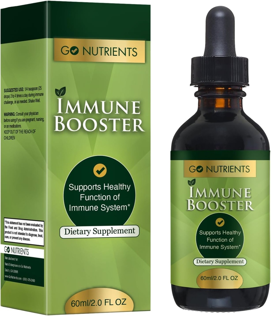 Go Nutrients Immune Booster – Liquid Herbal Support with Echinacea, Goldenseal & Usnea - 7 in 1 Ενισχύοντας την Άμυνα για Ενήλικες & Παιδιά 