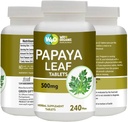 Papaya Leaf Extract Capsules (Tablets) - 500 mg 240 Pills, Supports Platelet Immunity & Digestion - 60 Days Supply