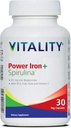 Vitality Power Iron + Spirulina | 45mg Iron | Blood Builder | Iron Deficiency Support | Vegan | Tüm Doğal Supplement | Stomach | 30 Capsules