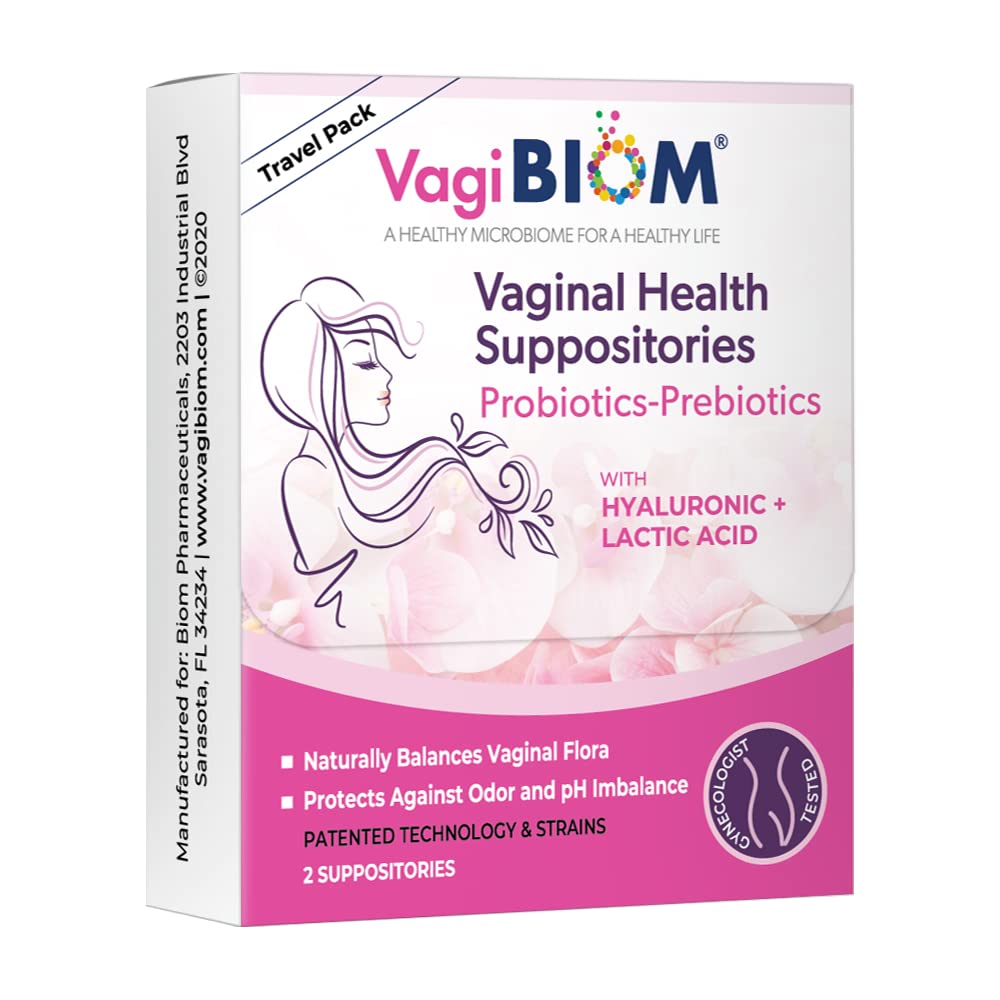 VagiBiom Probioitc Suppository 2 Suppositories ile Uygun Seyahat Paketi: Microbiome Flora Balance. Odor Control Regimen; Denge ve Nourishes Sağlıklı Flora